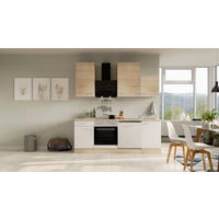 KÜCHENBLOCK 220 cm   in Weiß, Sonoma Eiche  - Alufarben/Weiß, MODERN, Holzwerkstoff/Kunststoff (220cm) - FlexWell