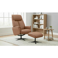 RELAXSESSELSET RELAVO Lederlook Echtleder Hocker    - Schwarz/Braun, Design, Leder/Textil (72/109/86/111/81cm) - Livetastic