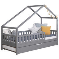 HAUSBETT Absturzsicherung, Rollrost, Bettkasten 100/200 cm  - Hellgrau/Naturfarben, MODERN, Holz (100/200cm) - MID.YOU