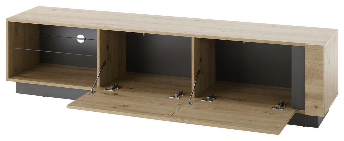 LOWBOARD  in 188/46/40 cm  - Eiche Artisan/Grau, Design, Glas/Holzwerkstoff (188/46/40cm) - MID.YOU