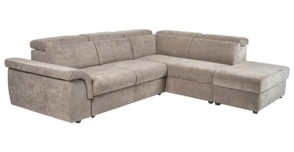 ECKSOFA Taupe Flachgewebe  - Taupe/Schwarz, KONVENTIONELL, Kunststoff/Textil (280/235cm) - Carryhome