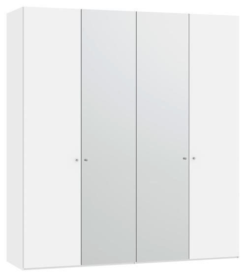 DREHTÜRENSCHRANK 203/220/40 cm 4-türig Weiß  - Silberfarben/Weiß, Design, Glas/Holzwerkstoff (203/220/40cm) - Jutzler