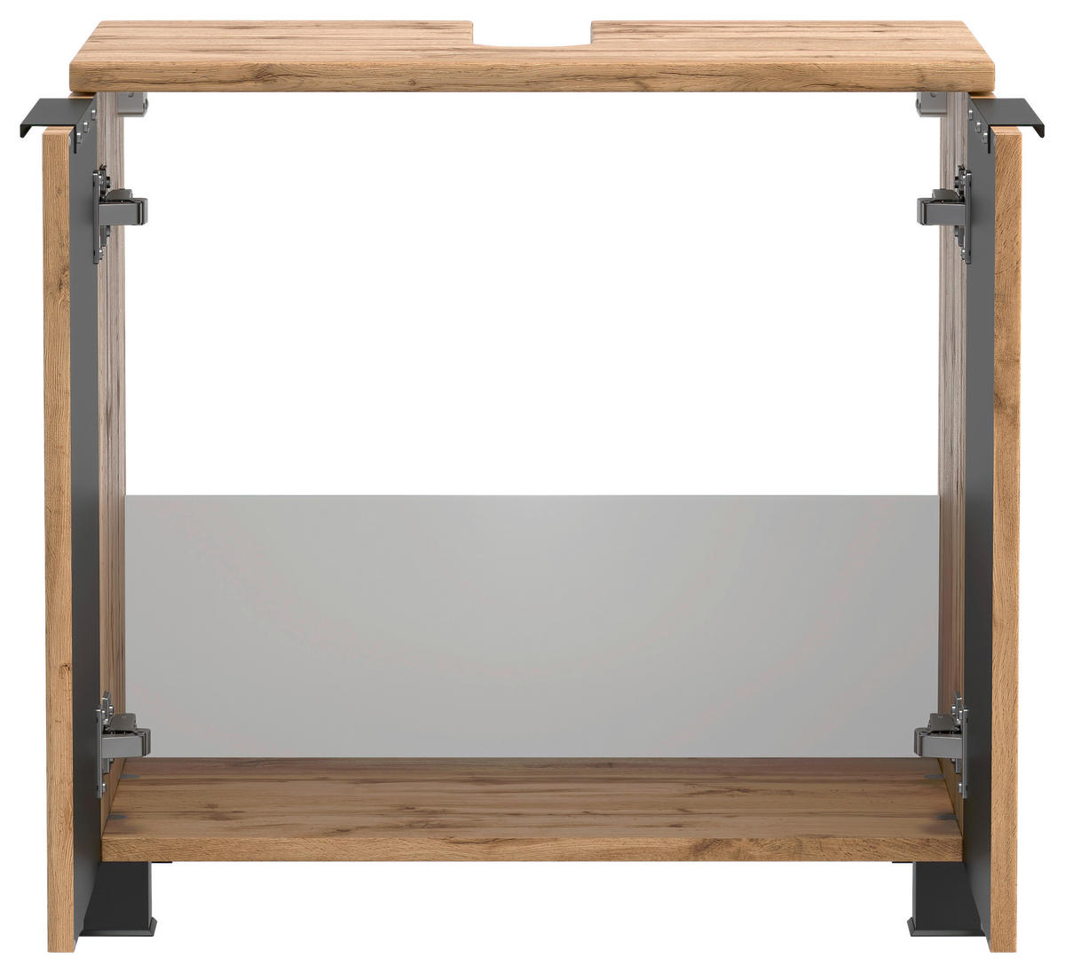 WASCHBECKENUNTERSCHRANK 60/54/35 cm  - Eiche Wotan/Schwarz, Modern, Holzwerkstoff/Kunststoff (60/54/35cm) - Held