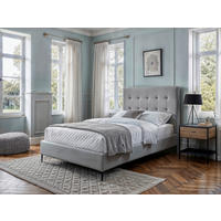 BOXSPRINGBETT 140/200 cm  in Hellgrau  - Hellgrau/Schwarz, MODERN, Holzwerkstoff/Textil (140/200cm) - MID.YOU