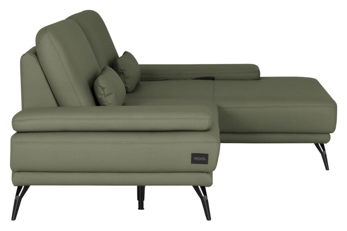 ECKSOFA JOOP! STUDIO in Echtleder Olivgrün  301/180 cm  - Schwarz/Olivgrün, KONVENTIONELL, Leder/Metall (301/180cm) - Joop!