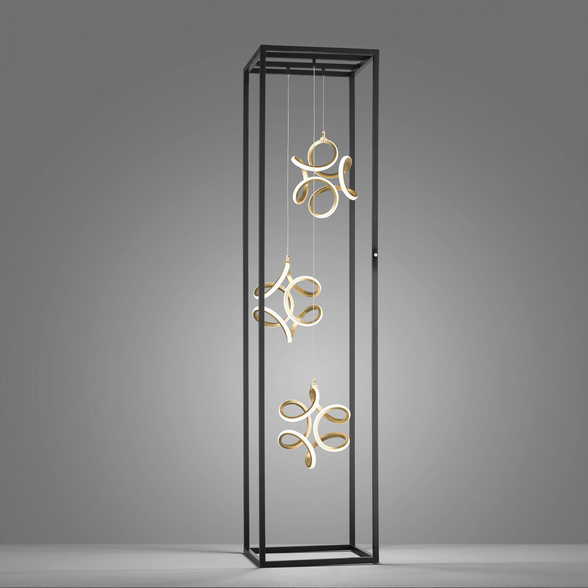 LED-STEHLEUCHTE - Weiss/Goldfarben, Basics, Kunststoff/Metall (35/35/140cm) - Fischer & Honsel