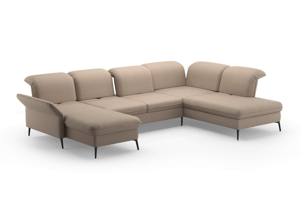 WOHNLANDSCHAFT in Flachgewebe Taupe  - Taupe/Schwarz, Konventionell, Textil/Metall (198/359/231cm) - Sit & More