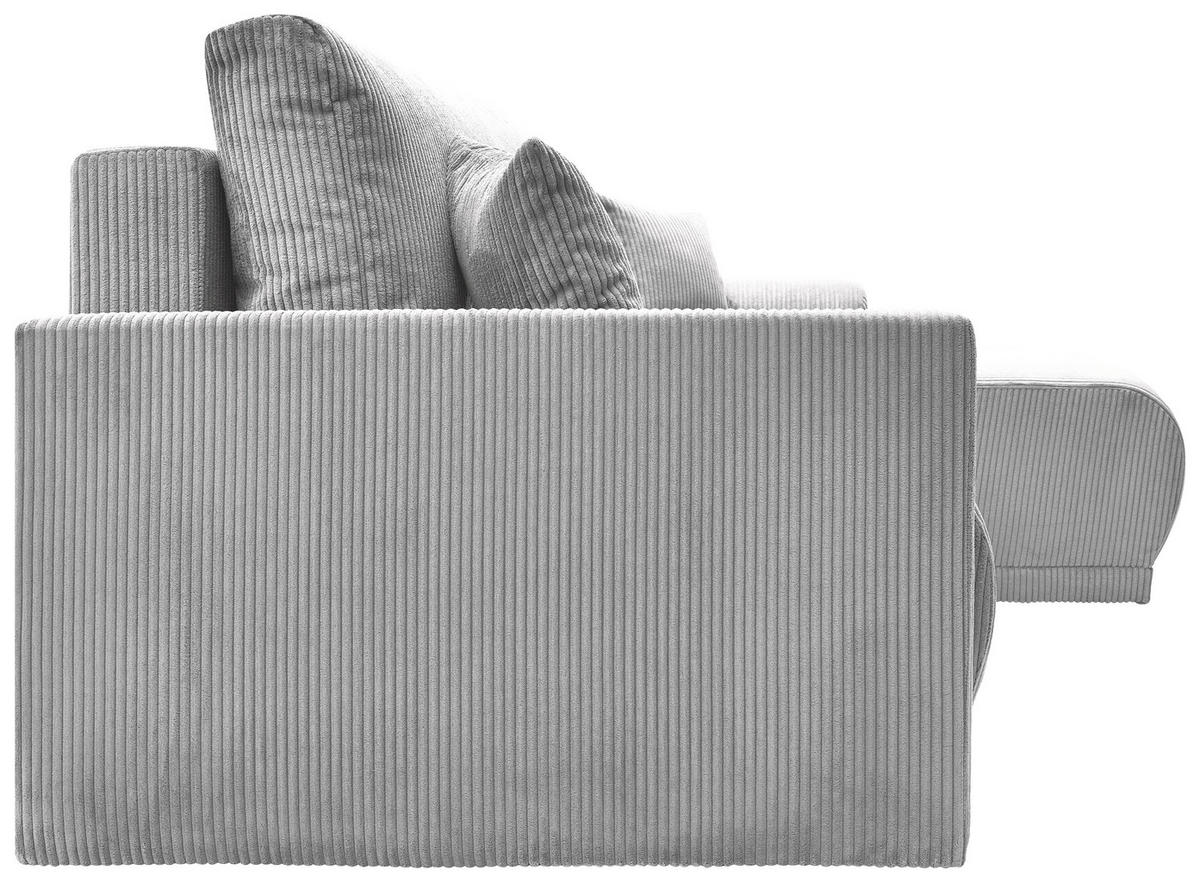 ECKSOFA KIMMY Hellgrau Cord Zierkissen, Rückenkissen, Bettkasten  - Hellgrau/Schwarz, Design, Kunststoff/Textil (233/146cm) - P & B