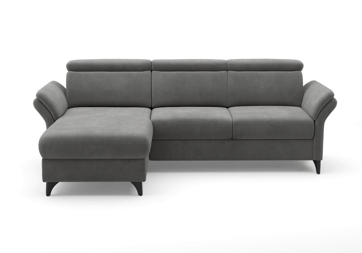ECKSOFA GLENDALE E Grau Flachgewebe  - Schwarz/Grau, KONVENTIONELL, Textil/Metall (166/253cm) - Sit & More