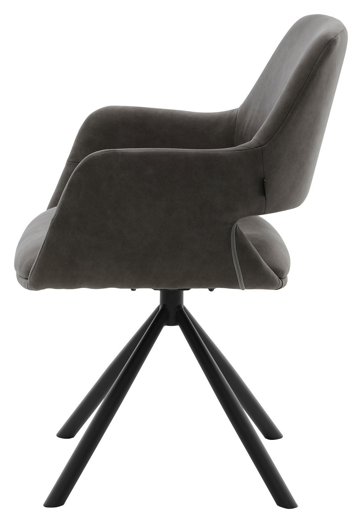 ARMLEHNSTUHL  Stoffauswahl, Sitzfläche 180° drehbar, automatische Rückholfunktion Mikrofaser  - Schlammfarben/Schwarz, Design, Textil/Metall (62/83/62cm) - Musterring