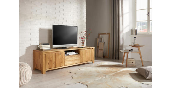TV-ELEMENT Wildeiche, Kerneiche massiv Eichefarben - Eichefarben, KONVENTIONELL, Holz (165,1/47,5/47cm) - Linea Natura