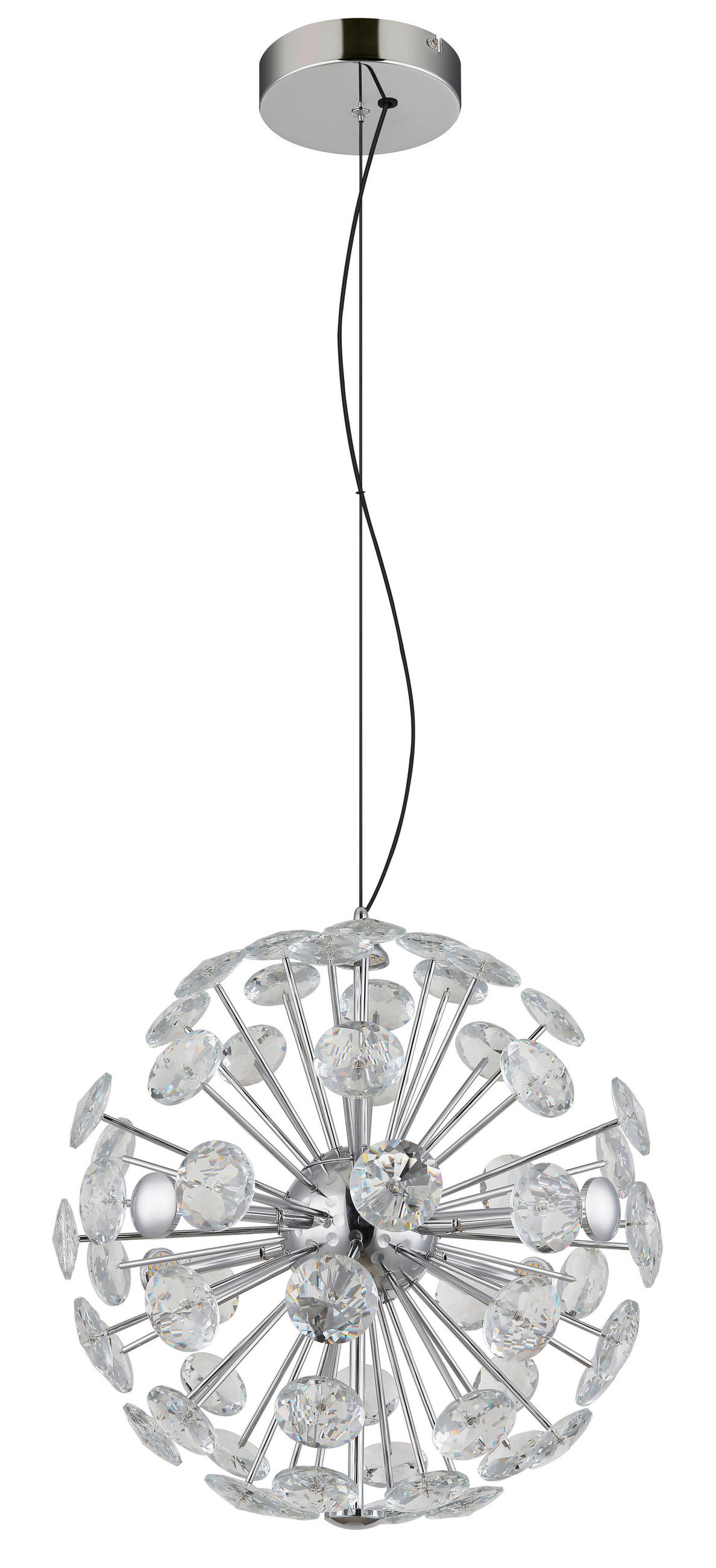 LED-HÄNGELEUCHTE VIRINA 45/150 cm   - Klar/Chromfarben, KONVENTIONELL, Glas/Kunststoff (45/150cm) - Globo