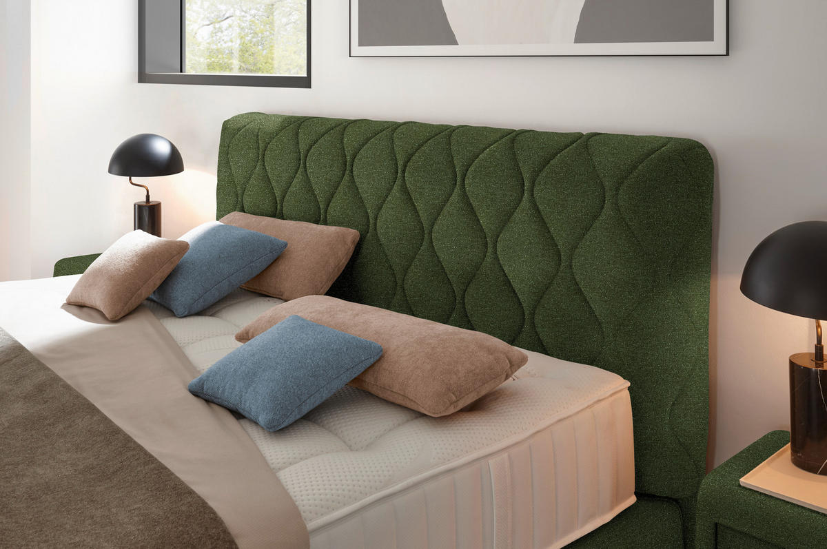BOXSPRINGBETT 180/200 cm  in Olivgrün  - Schwarz/Olivgrün, Design, Kunststoff/Textil (180/200cm) - Johann Jakob