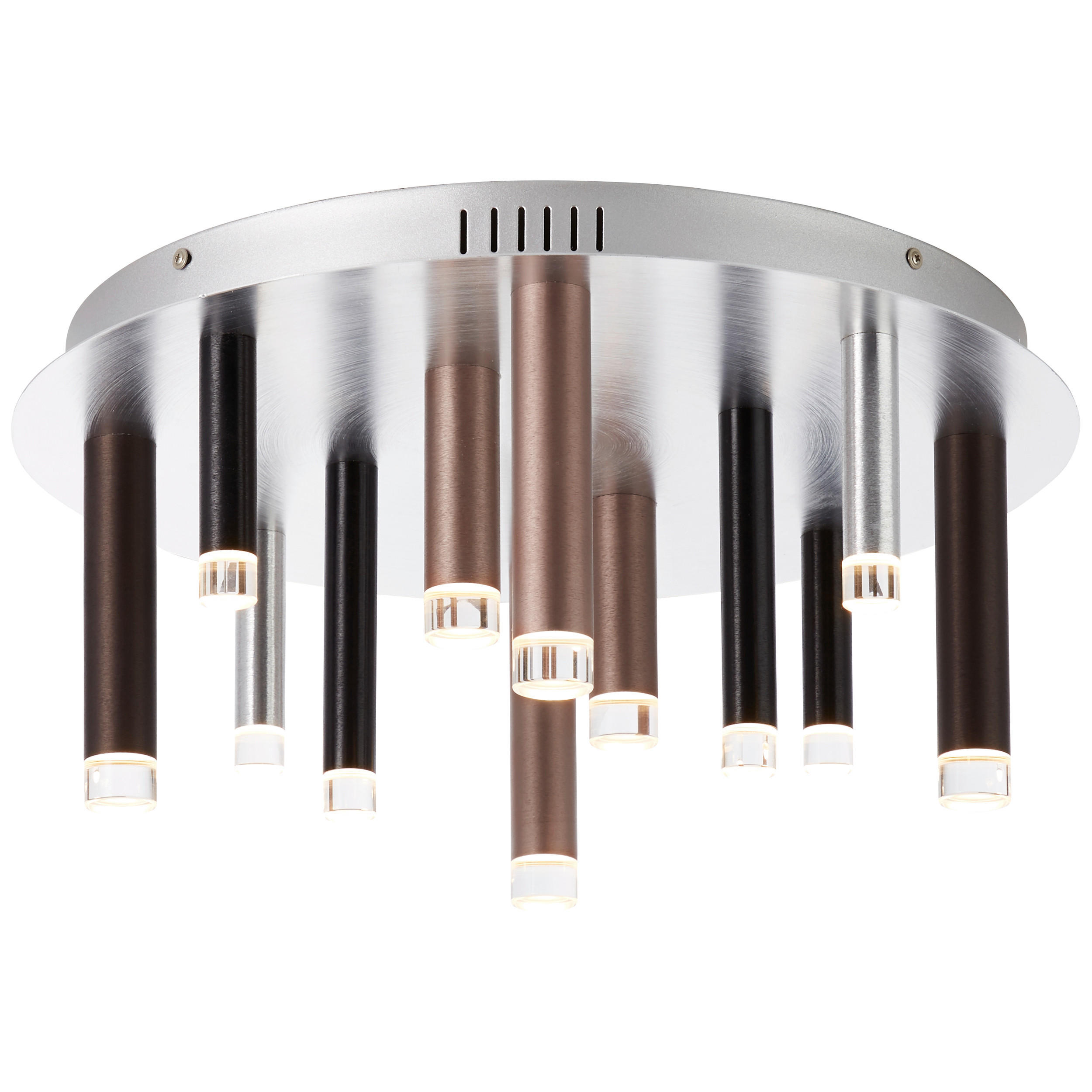 LED-DECKENLEUCHTE CEMBALO 50,5/21,5 cm   - Schwarz/Alufarben, Design, Kunststoff/Metall (50,5/21,5cm) - Brilliant