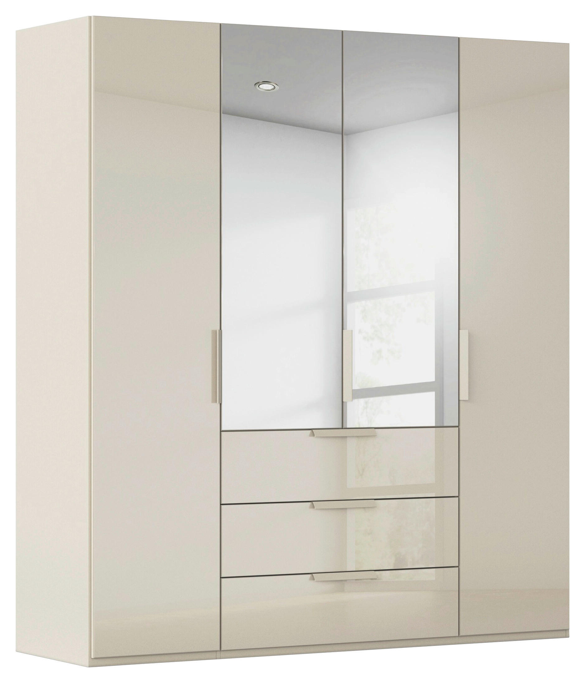 DREHTÜRENSCHRANK 201/223/61 cm,  in Champagner, 4-türig  - Champagner, Basics, Glas/Holzwerkstoff (201/223/61cm) - Novel