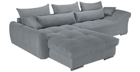 ECKSOFA Dunkelgrau Cord Zierkissen, Rückenkissen, Rücken echt  - Chromfarben/Dunkelgrau, KONVENTIONELL, Textil/Metall (225/335cm) - Carryhome