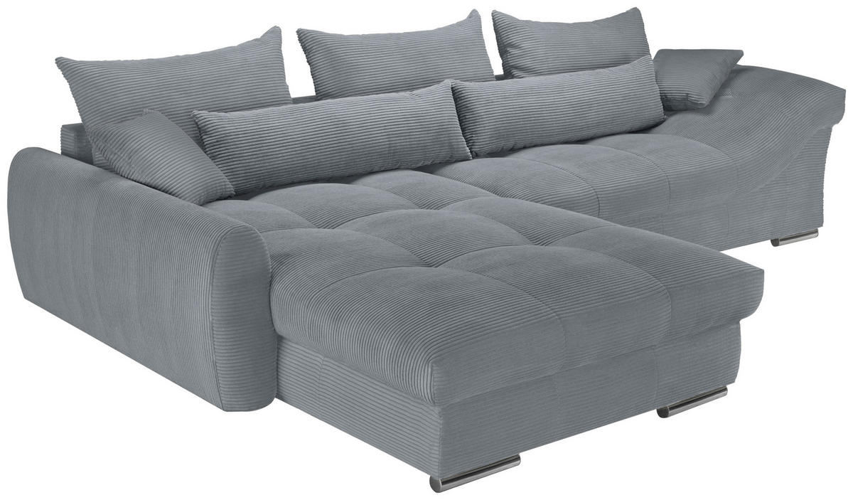 ECKSOFA Dunkelgrau Cord  - Chromfarben/Dunkelgrau, KONVENTIONELL, Textil/Metall (225/335cm) - Carryhome