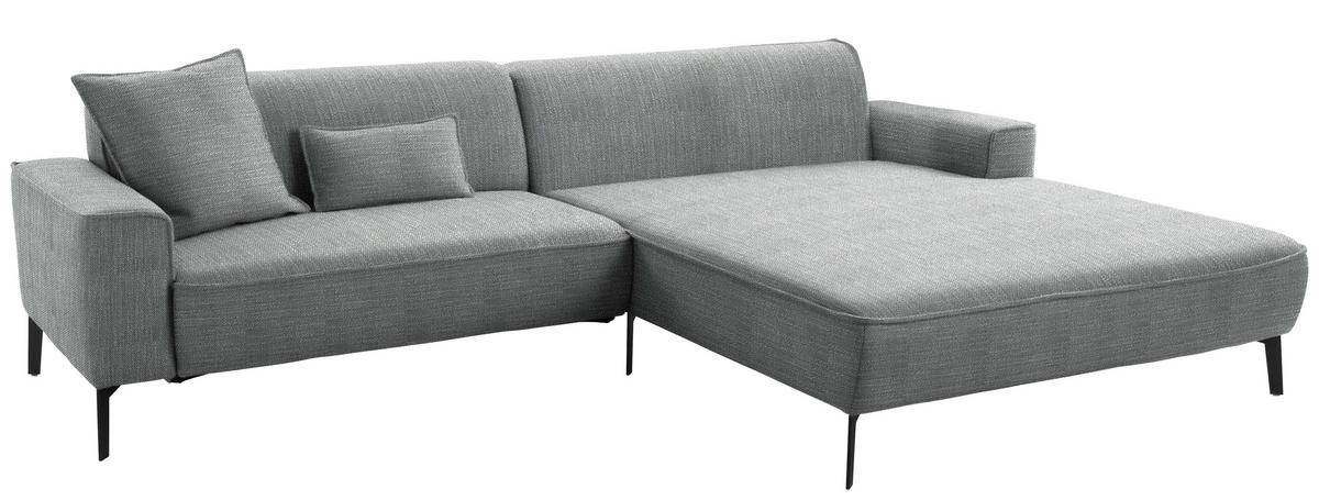 ECKSOFA in Flachgewebe Dunkelgrau  - Dunkelgrau/Schwarz, Design, Textil/Metall (285/190cm) - Johann Jakob