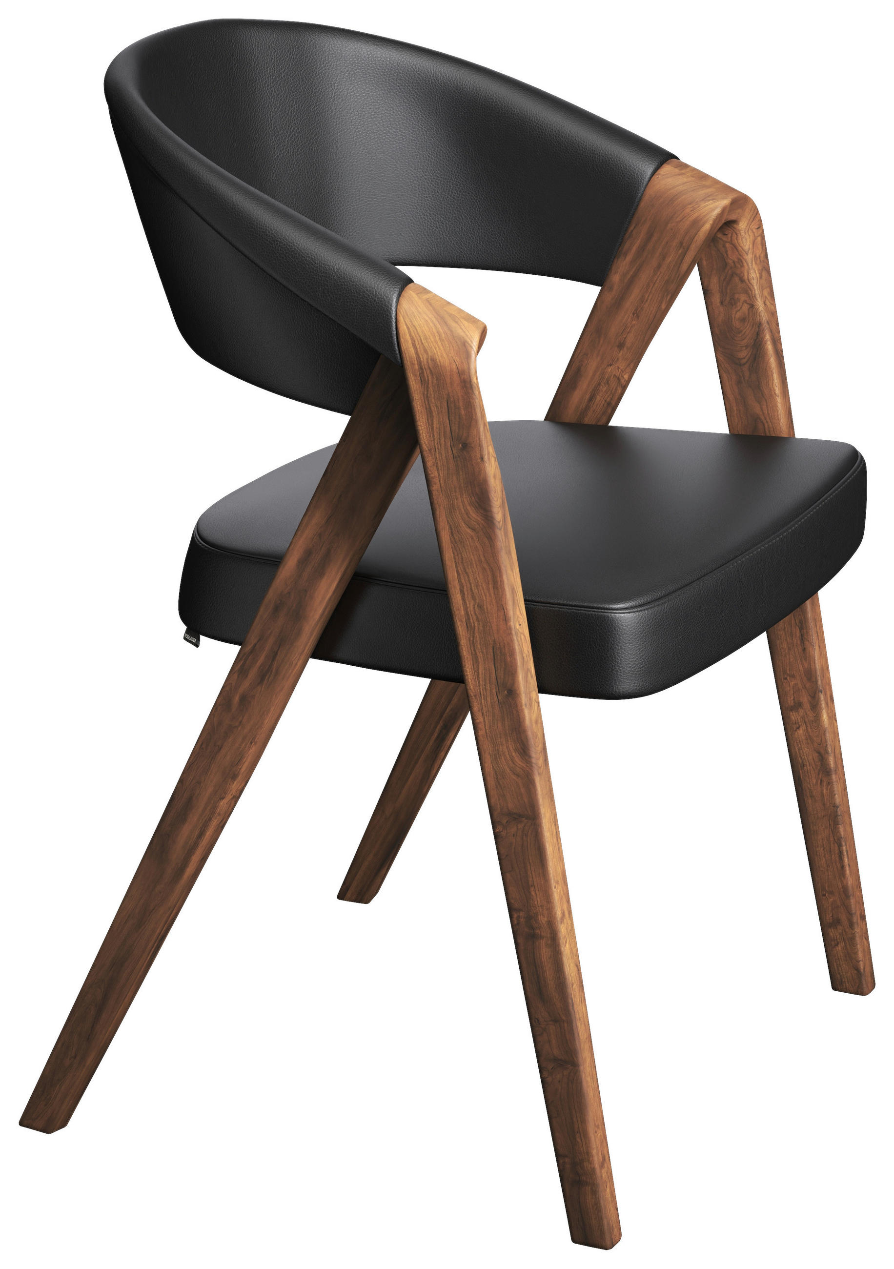 STUHL  Lederauswahl, Stoffauswahl  Kombination Echtleder/Lederlook  Nussbaumfarben  - Nussbaumfarben/Schwarz, Design, Leder/Holz (57/83/58cm) - Voglauer