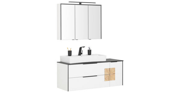 BADEZIMMER  in 122,4 cm  - Weiß Hochglanz/Schwarz, Basics, Glas/Keramik (122,4cm) - Voleo