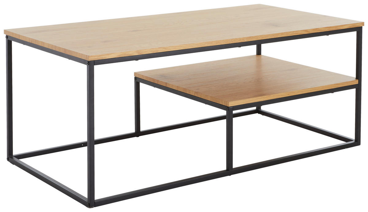 Couchtisch Sun 110/60/45 cm rechteckig Schwarz, Eichefarben  - Eichefarben/Schwarz, MODERN, Holzwerkstoff/Metall (110/60/45cm) - MID.YOU