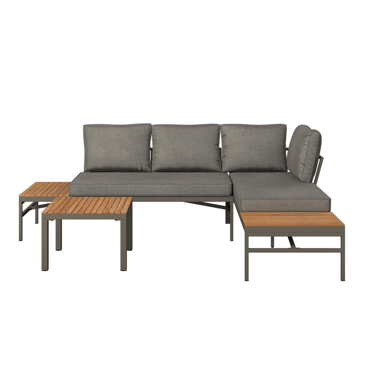 LOUNGEGARNITUR   57/35/57 cm Akazie vollmassiv Aluminium  - Beige/Beigebraun, MODERN, Holz/Textil (57/35/57cm) - Ambia Garden