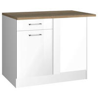 ECKUNTERSCHRANK 110/85/60 cm  - Weiß Hochglanz/Silberfarben, MODERN, Holzwerkstoff/Metall (110/85/60cm) - Held