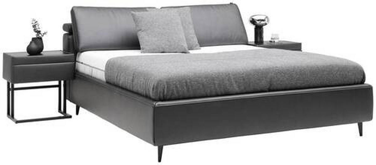 POLSTERBETT 180/200 cm  in Anthrazit  - Anthrazit/Schwarz, Design, Textil/Metall (180/200cm) - Johann Jakob