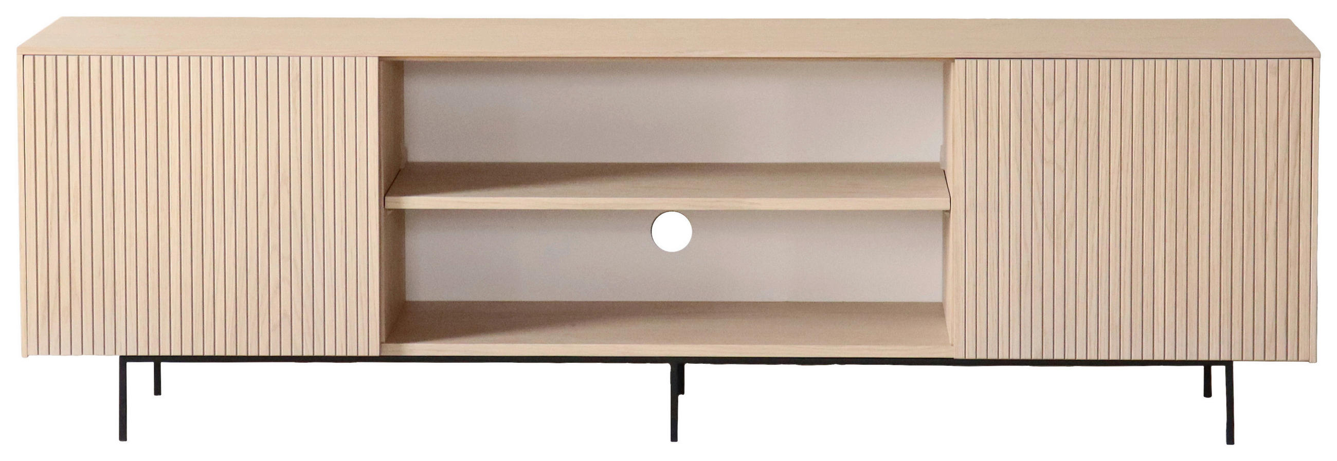 TV-BÄNK  i 178/50/38 cm  - ek Bianco/svart, Modern, metall/trä (178/50/38cm) - Niels Andersson