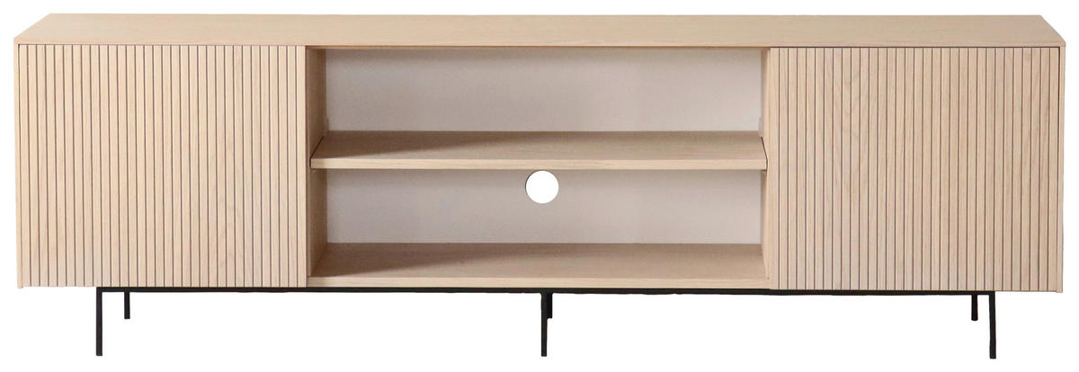 TV-BÄNK  i 178/50/38 cm  - ek Bianco/svart, Modern, metall/trä (178/50/38cm) - Niels Andersson