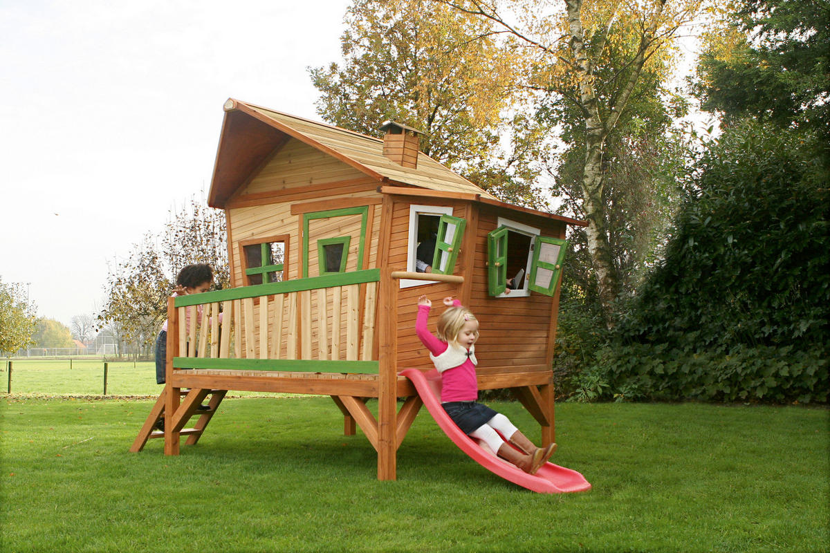 SPIELTURM 345/229/180 cm axi  - Rot/Braun, Basics, Holz (345/229/180cm) - Ambia Garden
