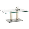 COUCHTISCH Klarglas 110/70/46-65 cm rechteckig Creme, Weiß, Edelstahlfarben  - Edelstahlfarben/Creme, Design, Glas/Kunststoff (110/70/46-65cm)