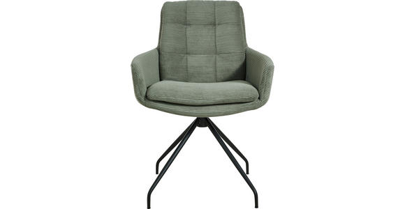 ARMLEHNSTUHL  Stoffauswahl, Typenauswahl, Sitzfläche 360° drehbar, Gestellauswahl Cord  - Schwarz/Olivgrün, Design, Textil/Metall (63/90/69cm) - Johann Jakob