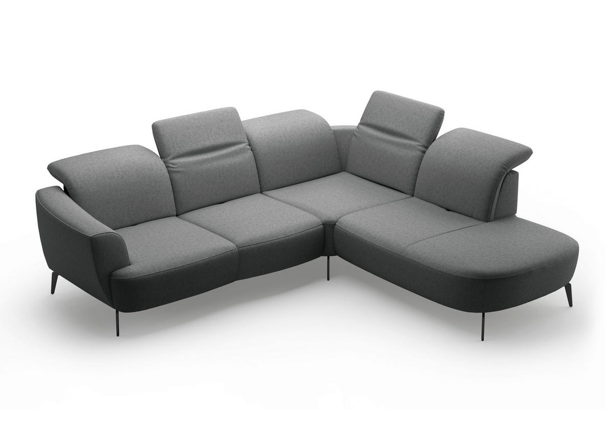 ECKSOFA in Flachgewebe Dunkelgrau  300/267 cm  - Dunkelgrau/Schwarz, KONVENTIONELL, Textil/Metall (300/267cm) - Sit & More