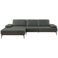 ECKSOFA Echtleder Anthrazit  - Anthrazit/Bronzefarben, Design, Leder/Holz (176/314cm) - Valnatura