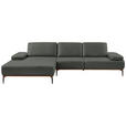 ECKSOFA 16580 Sprint in Echtleder Anthrazit  176/314 cm  - Anthrazit/Bronzefarben, Design, Leder/Holz (176/314cm) - Valnatura