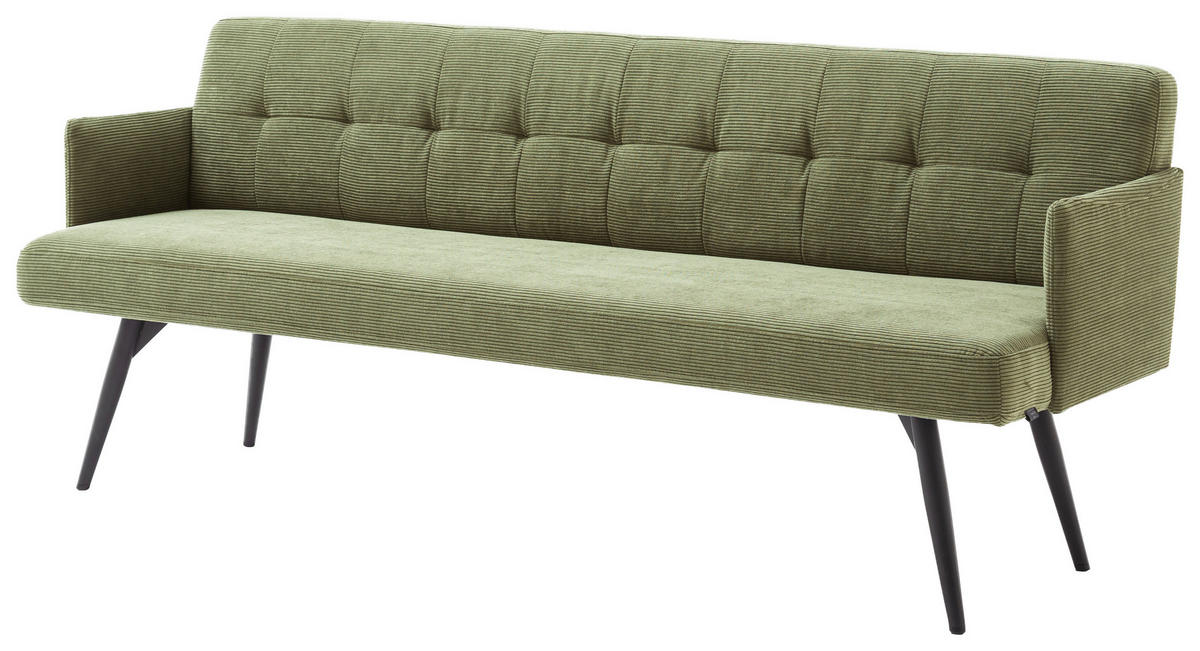 SITZBANK in Textil Hellgrün  - Schwarz/Hellgrün, Design, Textil/Metall (206/85/69cm) - Johann Jakob