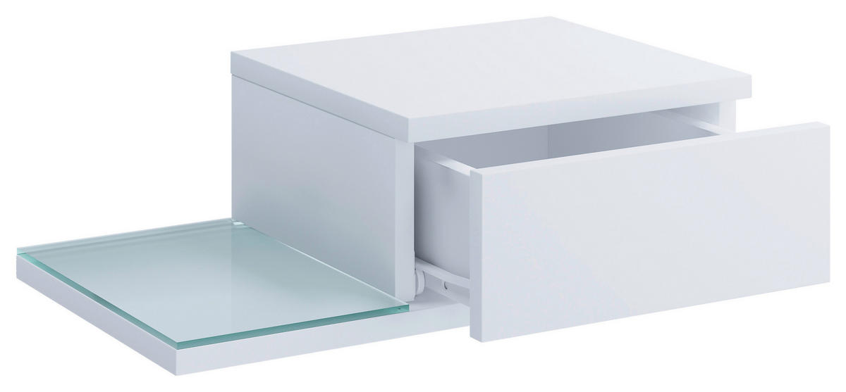 NACHTSCHRANK 48/15/28 cm  - Weiß, MODERN, Glas/Holzwerkstoff (48/15/28cm) - MID.YOU