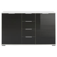 KOMMODE , 130/83/41 cm, 4 Schublade(n)  - Chromfarben/Alufarben, Design, Glas/Holzwerkstoff (130/83/41cm) - Livetastic