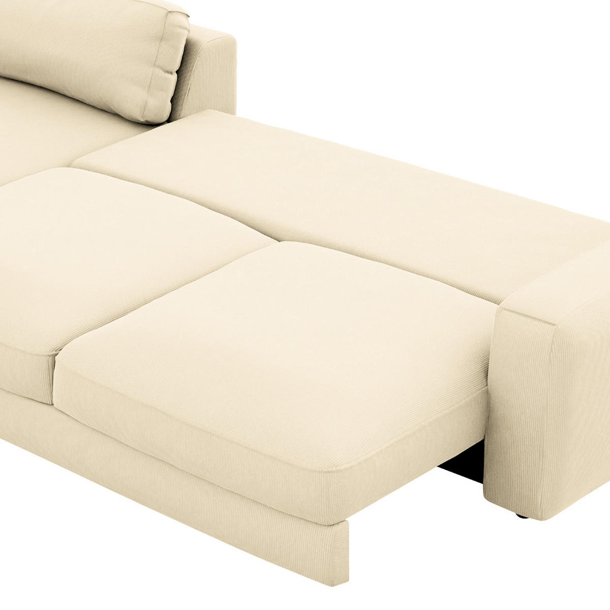 ECKSOFA in Cord Creme  - Creme/Schwarz, MODERN, Textil (176/84/303cm) - Trendmanufaktur