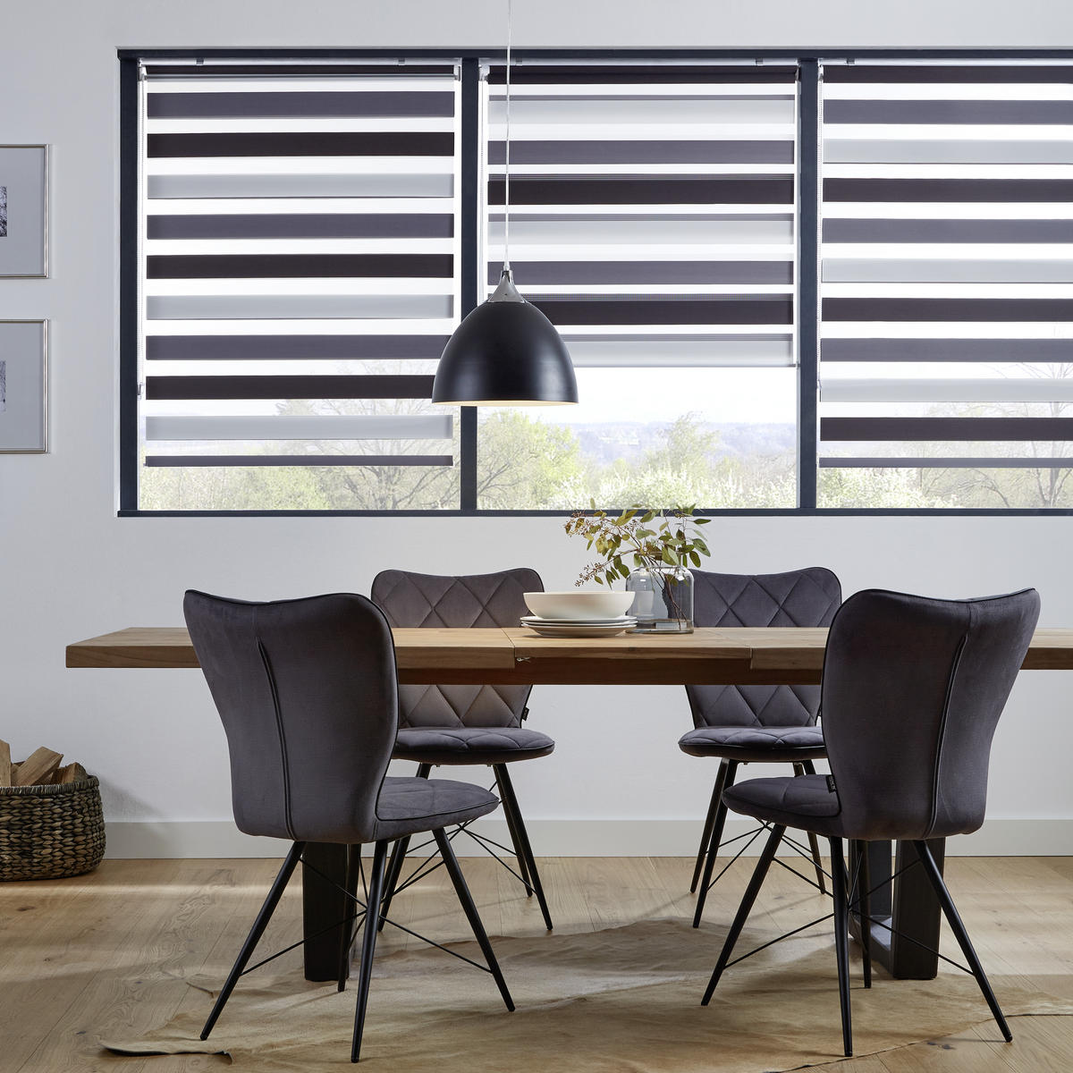 DOPPELROLLO - Weiss/Anthrazit, Design, Textil (100/160cm) - Homeware