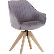 STUHL Velours Schlammfarben - Schlammfarben/Eichefarben, Design, Holz/Textil (60/83/65cm) - Hom`in