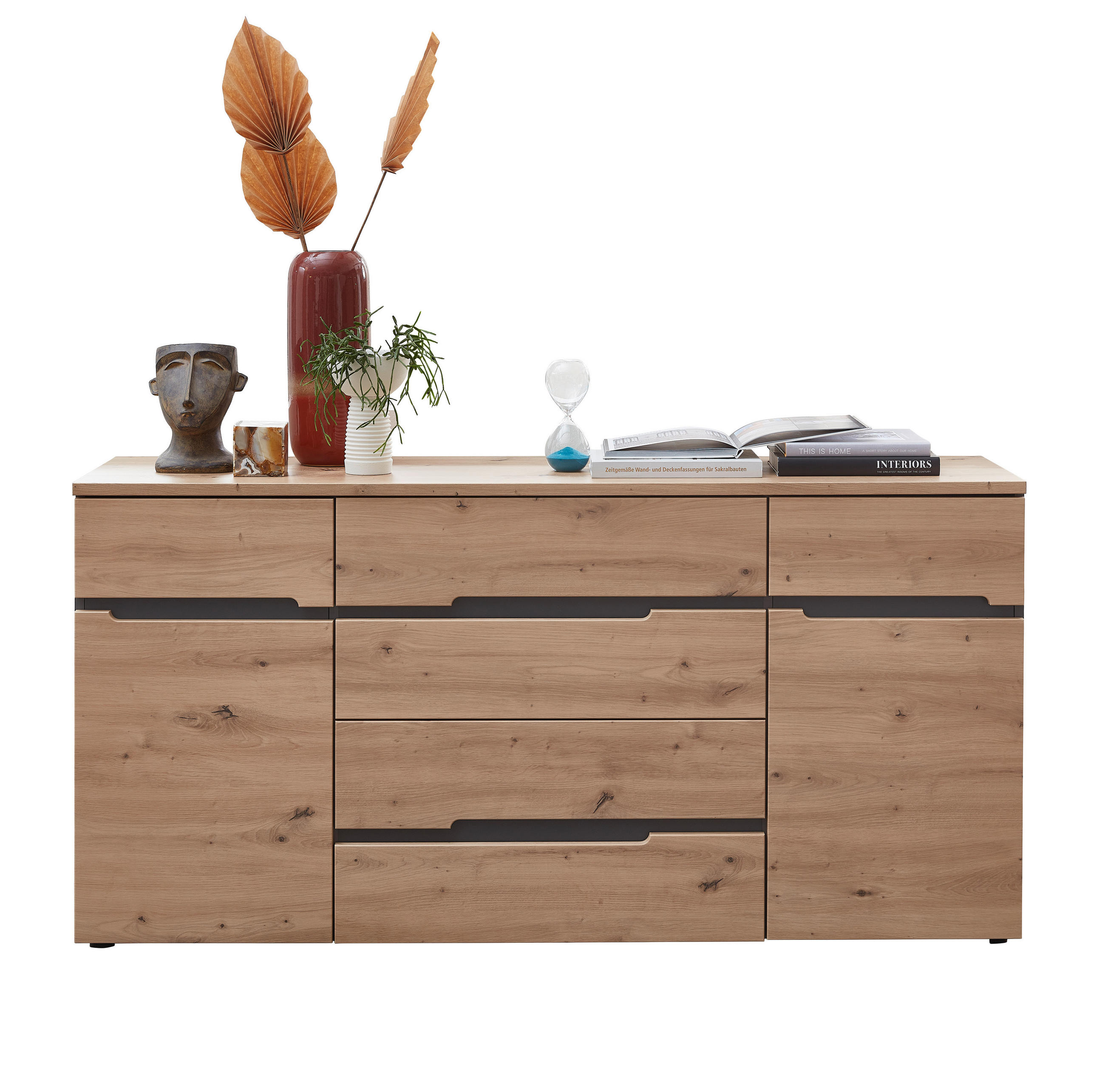 KOMODA  165/82/44 cm  grafitno siva, hrast artisan  - grafitno siva/hrast artisan, Moderno, pločasti materijal (165/82/44cm) - Modern Living