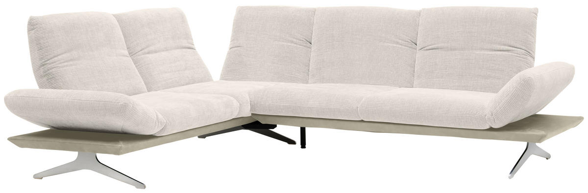 ECKSOFA in Flachgewebe Creme, Beige  209/277 cm  - Edelstahlfarben/Beige, Design, Textil/Metall (209/277cm) - Koinor