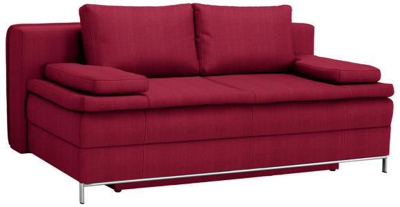 BOXSPRINGSOFA Flachgewebe Rot - Chromfarben/Rot, Design, Textil/Metall (200/93/107cm) - Novel