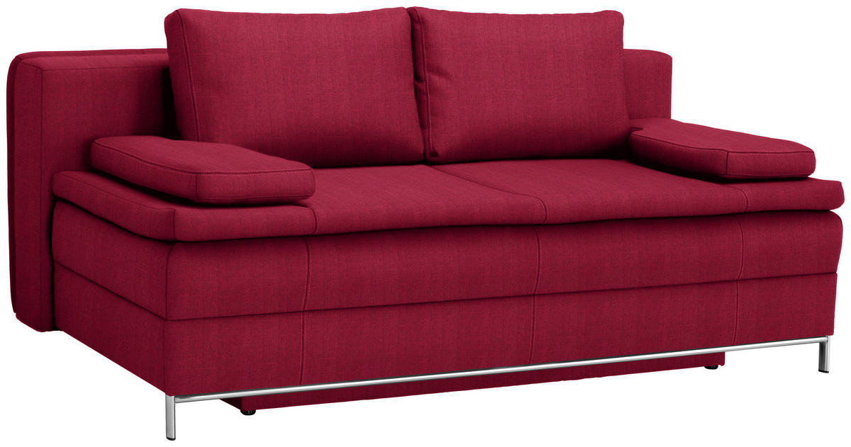BOXSPRINGSOFA  mit Stoffauswahl Flachgewebe Rot  - Chromfarben/Rot, Design, Textil/Metall (200/93/107cm) - Novel