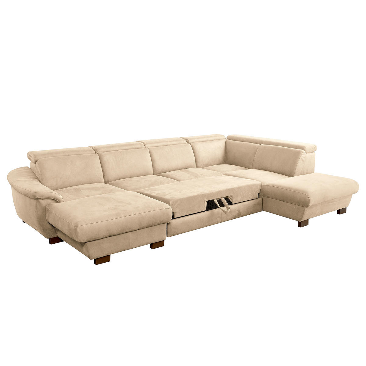 WOHNLANDSCHAFT TREND in Mikrofaser Beige  - Wengefarben/Beige, Design, Holz/Textil (238/347/273cm) - Livetastic