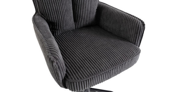 BARHOCKER Cord Dunkelgrau Eisen Stoffauswahl, Sitzfläche 360° drehbar, inklusive Armlehnen  - Dunkelgrau/Schwarz, Design, Textil/Metall (54/101-122/58cm) - Novel