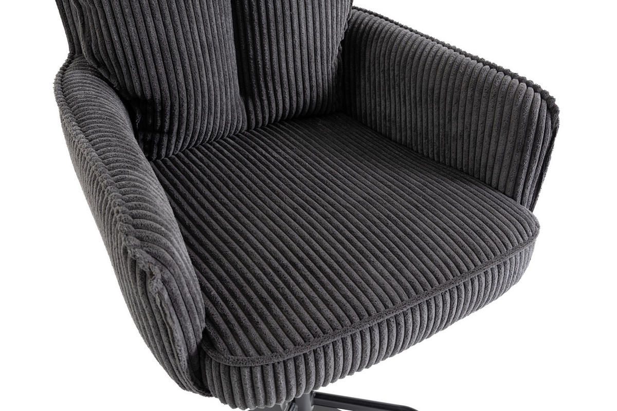 BARHOCKER Cord Dunkelgrau Eisen Stoffauswahl, Sitzfläche 360° drehbar, inklusive Armlehnen  - Dunkelgrau/Schwarz, Design, Textil/Metall (54/101-122/58cm) - Novel