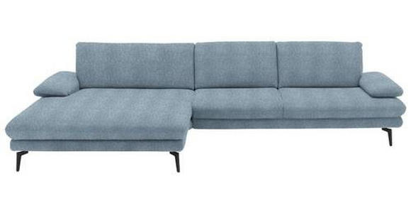 ECKSOFA in Chenille Blau  - Blau/Schwarz, Design, Textil/Metall (180/310cm) - Dieter Knoll